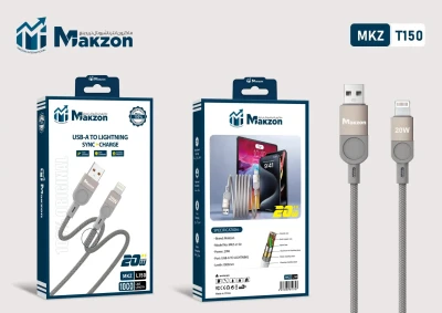 Makzon MKZTL150 USB-A to Lightning 20W Sync & Charge Cable – 1 Mete